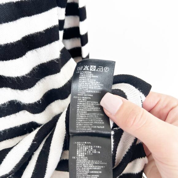 Reiss Black White Striped Mock Neck Sweater Sz M - Picture 4 of 5